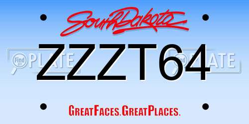 ZZZT64 South Dakota License Plate