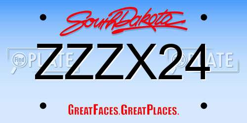 ZZZX24 South Dakota License Plate