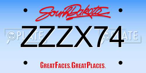 ZZZX74 South Dakota License Plate