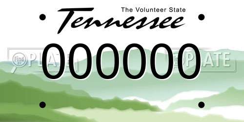 000000 Tennessee License Plate