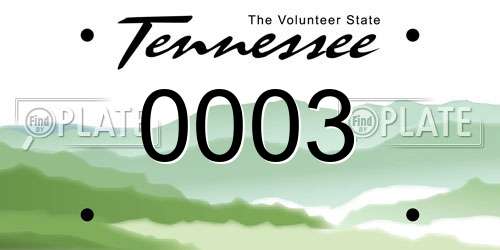 0003 Tennessee License Plate