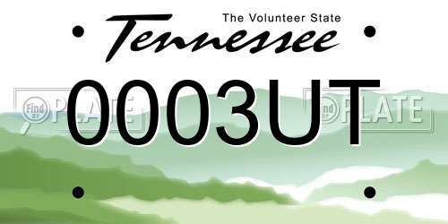 0003UT Tennessee License Plate