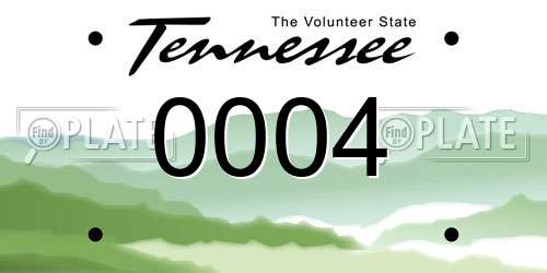 0004 Tennessee License Plate