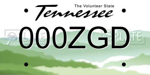 000ZGD Tennessee License Plate