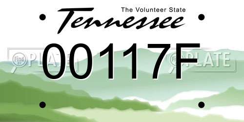 00117F Tennessee License Plate