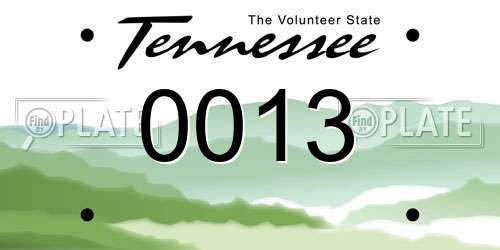 0013 Tennessee License Plate