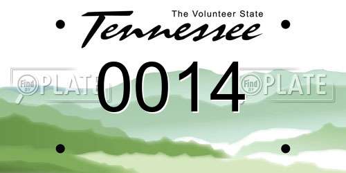 0014 Tennessee License Plate