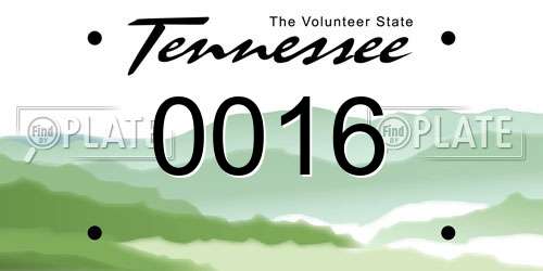 0016 Tennessee License Plate