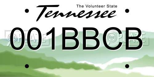 001BBCB Tennessee License Plate