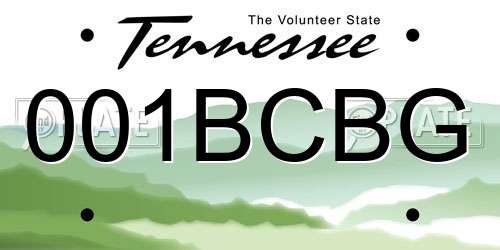 001BCBG Tennessee License Plate