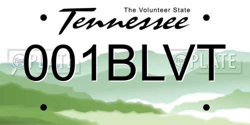 001BLVT Tennessee License Plate