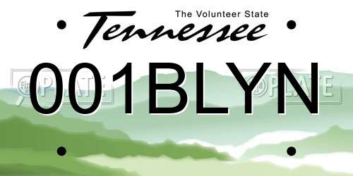 001BLYN Tennessee License Plate