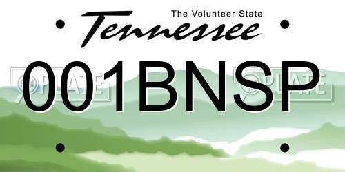 001BNSP Tennessee License Plate