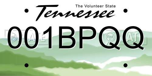 001BPQQ Tennessee License Plate