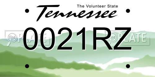 0021RZ Tennessee License Plate