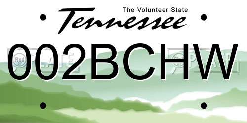 002BCHW Tennessee License Plate
