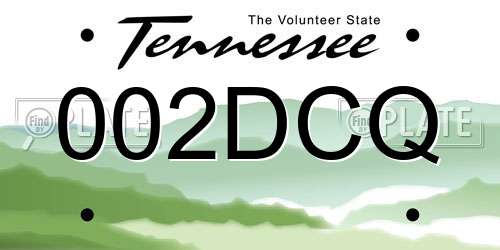 002DCQ Tennessee License Plate