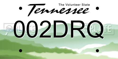002DRQ Tennessee License Plate