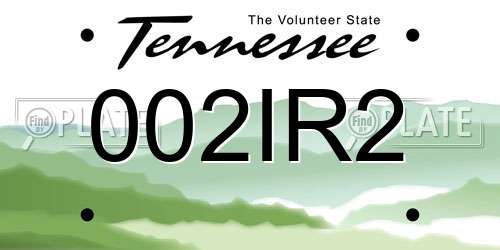 002IR2 Tennessee License Plate
