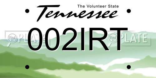 002IRT Tennessee License Plate