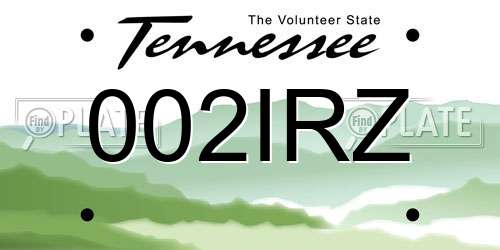002IRZ Tennessee License Plate