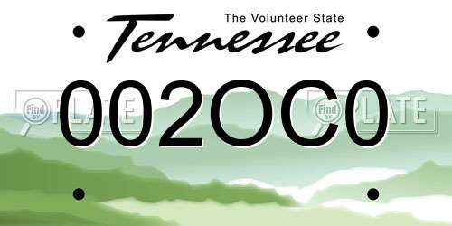 002OC0 Tennessee License Plate