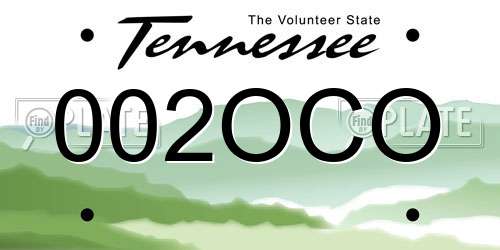 002OCO Tennessee License Plate