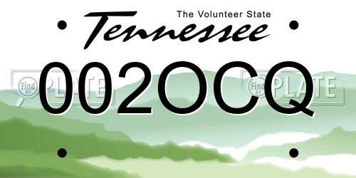 002OCQ Tennessee License Plate