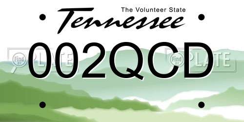 002QCD Tennessee License Plate