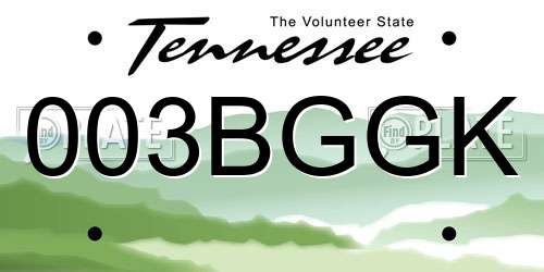 003BGGK Tennessee License Plate