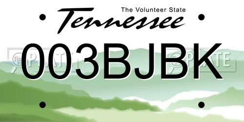 003BJBK Tennessee License Plate