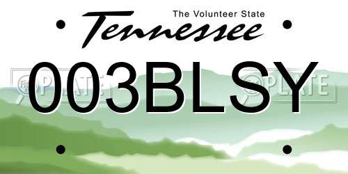 003BLSY Tennessee License Plate
