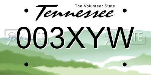 003XYW Tennessee License Plate