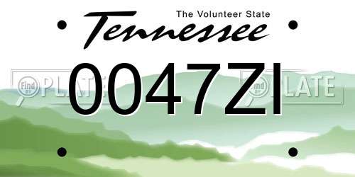 0047ZI Tennessee License Plate