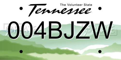 004BJZW Tennessee License Plate