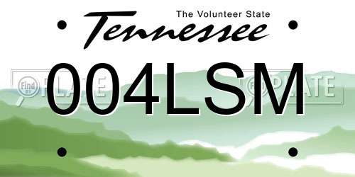 004LSM Tennessee License Plate