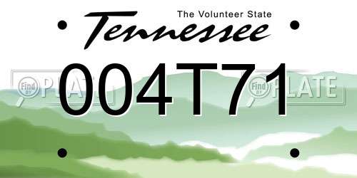 004T71 Tennessee License Plate
