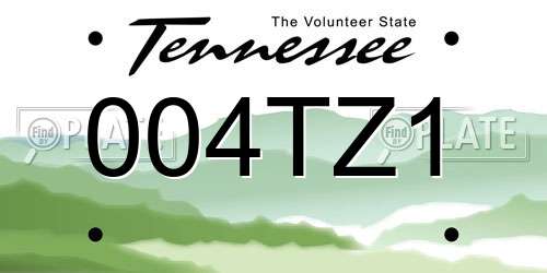 004TZ1 Tennessee License Plate