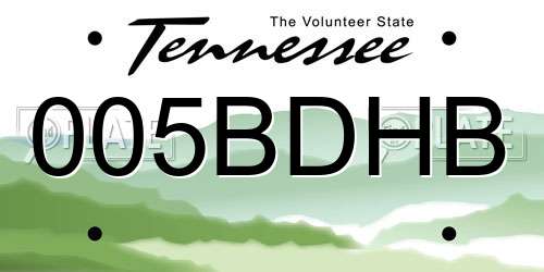 005BDHB Tennessee License Plate