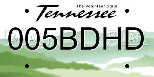 005BDHD Tennessee License Plate