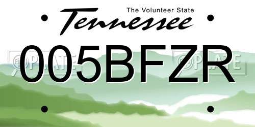 005BFZR Tennessee License Plate