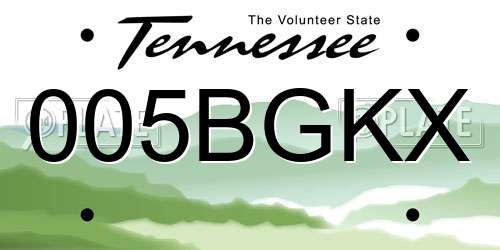 005BGKX Tennessee License Plate