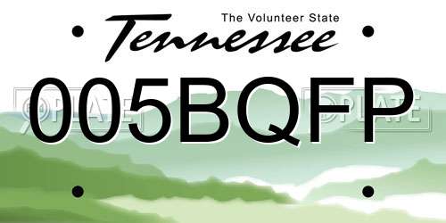 005BQFP Tennessee License Plate