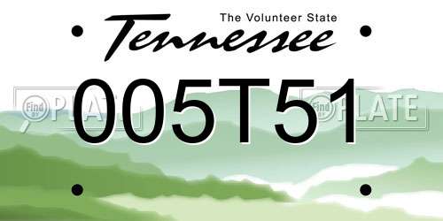 005T51 Tennessee License Plate
