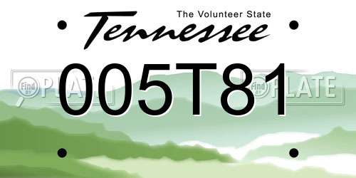 005T81 Tennessee License Plate