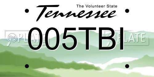 005TBI Tennessee License Plate