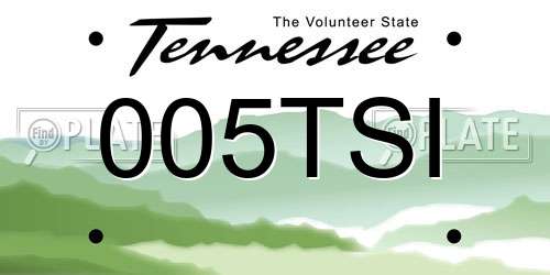 005TSI Tennessee License Plate
