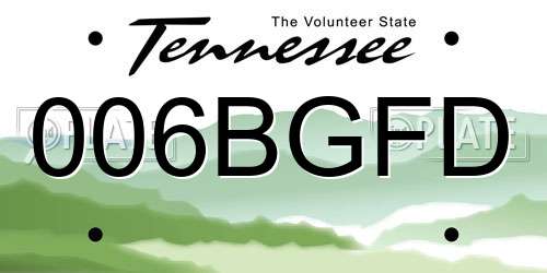 006BGFD Tennessee License Plate