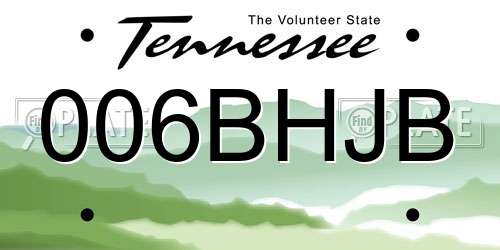 006BHJB Tennessee License Plate