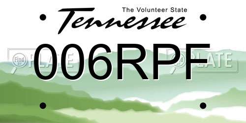 006RPF Tennessee License Plate
